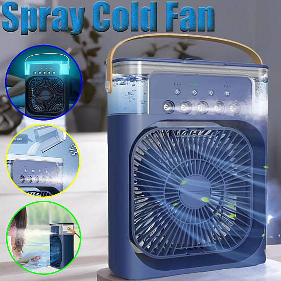 Преносим Въздушен 3 в 1 Охладител, Овлажнител и Вентилатор с Air Cooler LED и Резервоар за Вода 600 мл | Свободно време