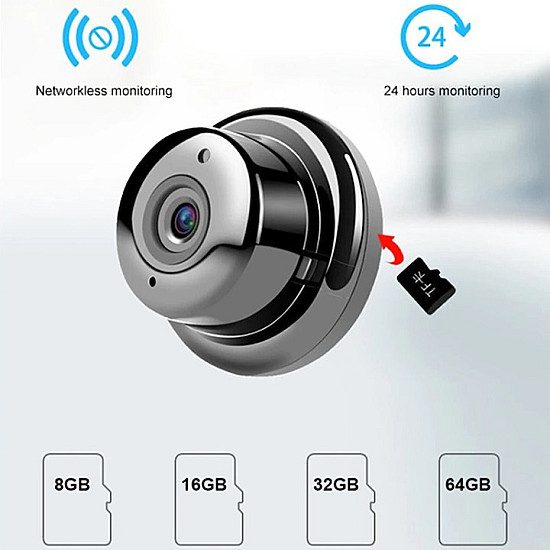Мини Шпионска Камера с WiFi Връзка, 1080P Резолюция, Нощно Виждане, Откриване на Движение и Вграден Микрофон | Видео и Фото камери