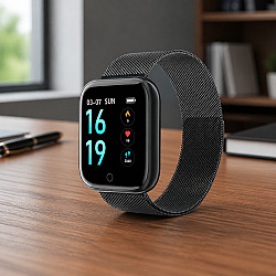 Смарт Часовник T80 - 36mm, Bluetooth V4.2, IP67 Водоустойчив, Фитнес Тракер с Оксиметър и Стоманена Каишка - Черен, Сребрист, Розов