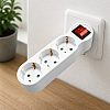 Разклонител , 3 Гнезда, 220V, С ключ, Без кабел, Бял - 17709