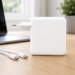 Адаптер DeTech, За Apple, 87W, Type-C, Бял - 353