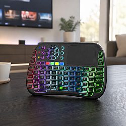 Мини клавиатура M9, USB 2.4GHz, Bluetooth, Микрофон, IR програмируема, Тъчпад, Черен - 13055