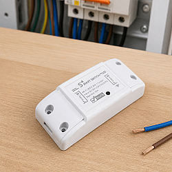 Смарт превключвател No brand PST-WF-S1, 1 канал, 220V, 10A, Wi-Fi, Tuya Smart, Бял - 91019