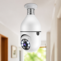 Смарт охранителна камера PST-F1-3MP, 3.0Mp, PTZ, За фасунга E27, Wi-Fi, Tuya Smart, Бял - 91029