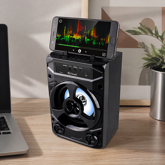 Тонколона Kisonli KK-02, Bluetooth, USB, SD, FM, Черен - 22134 Тонколона Kisonli KK-02, Bluetooth, USB, SD, FM, Черен - 22134 | Безжични колони