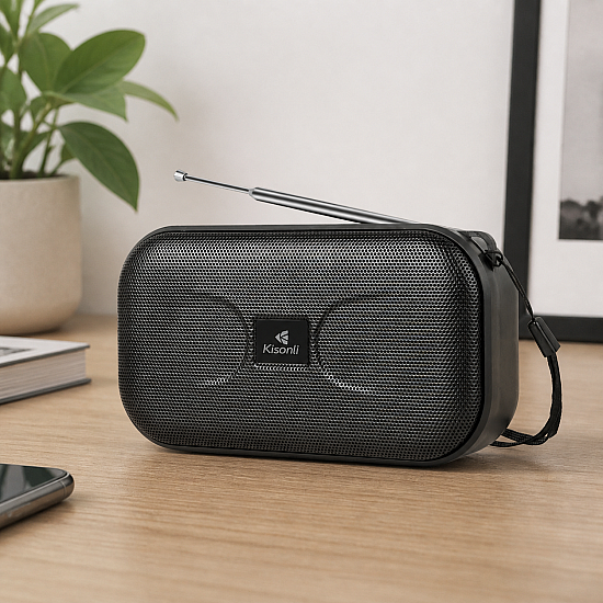 Тонколона Kisonli SC-01, Bluetooth, FM, AUX, Черен - 22261 | Безжични колони