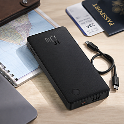 Преносима батерия Baseus Airpow Lite, 10000mAh, 15W, С Type-C кабел, Черен - 87087