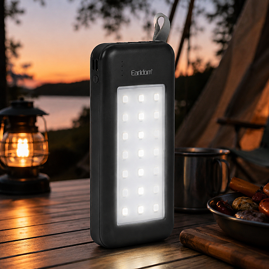 Преносима батерия Earldom ET-PB48. 10000mAh, LED Фенер, Черен - 87059 | Аксесоари за телефон