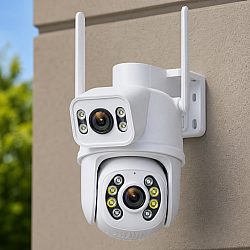 Wi-Fi камера с два обектива А0018,Интелигентно видеонаблюдение с висока резолюция и автоматично проследяване