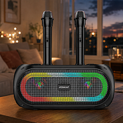 Преносима караоке Bluetooth колонка ZQS-4247 с два безжични микрофона