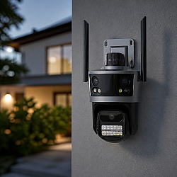 Тройна външна WiFi камера EV838 с три екрана 8MP,приложение ICSee