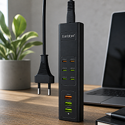 Удължител Earldom ES-SC24, 6 х USB-C, 3 x USB F, 1м., Черен - 40520