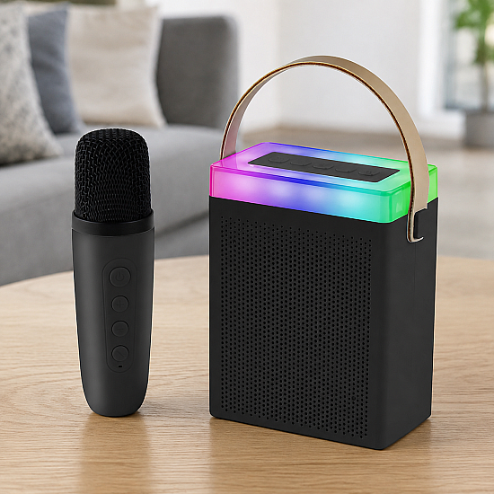 Тонколона Kisonli G22 с Безжичен Микрофон, Караоке, Bluetooth, USB, SD, AUX, RGB | Безжични колони