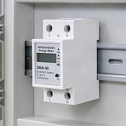 Смарт електромер No brand PST-ZMAi-90, За 35mm DIN, 220V, 60A, Wi-Fi, Tuya Smart