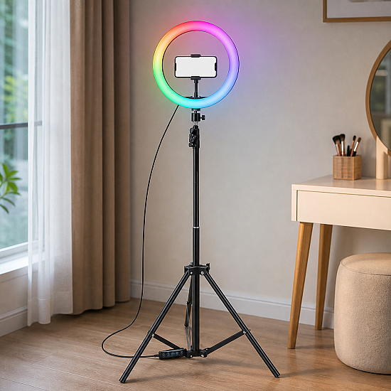 LED Ринг Лампа 10/12 инча с Трипод и Дистанционно управление - RING RGB LIGHT: Ваш път към перфектна осветеност и творчество LED Ринг Лампа 10/12 инча с Трипод и Дистанционно управление - RING RGB LIGHT: Ваш път към перфектна осветеност и творчество | Аксесоари
