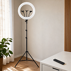 LED ринг лампа RING FILL LIGHT 18 инча с трипод и дистанционно управление 210см.
