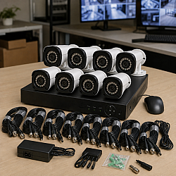 Комплект 8 камери за вътрешно/външно видеонаблюдение FULL HD AHD 4 + DVR - интернет връзка CCTV