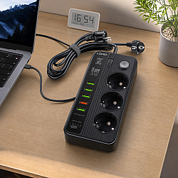 Разклонител BKL-04 с 3 гнезда + 5 USB HUB и Таймер – Удобство и Безопасност за Вашето Ежедневие