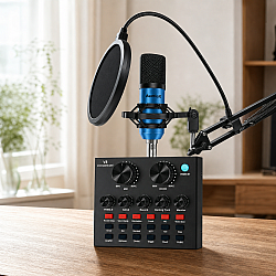 Външна звукова карта BM800 с кондензаторен микрофон - V8 Pro Audio Studio Recording