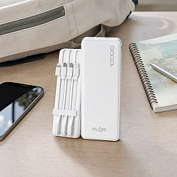 Външна батерия Power Bank KLGO KP-65 10000mAh,включени кабели в комплекта
