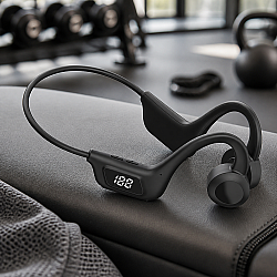 Безжични спортни Bluetooth слушалки LY1 - с LED дисплей, костна проводимост, микрофон