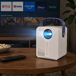 Смарт проектор Q96 E300 - Невероятно домашно кино с Андроид, 100 инча и 120 ANSI лумена