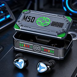 Безжични Bluetooth Слушалки M50 DEELIOR GREY: Светещи с Индикатор за Батерията
