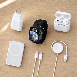 Комплект Smartwatch X8,Безжични Слушалки, Магнитна Батерия, Безжично Зарядно за Телефон и Часовник, Зарядно с Кабел за Телефон