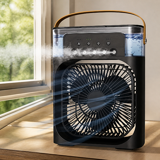 Преносим Въздушен 3 в 1 Охладител, Овлажнител и Вентилатор с Air Cooler LED и Резервоар за Вода 600 мл | Свободно време
