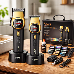 Комплект машинки за подстригване и контури VGR V-885-S2G Gold Series,професионален тример и машинка за коса