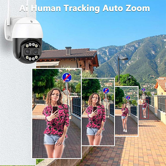 Външна Wi-Fi камера 8MP с двойна леща,Авто Zoom, Автоматично Проследяване, Разпознаване на човешка форма Външна Wi-Fi камера 8MP с двойна леща,Авто Zoom, Автоматично Проследяване, Разпознаване на човешка форма | Видеонаблюдение