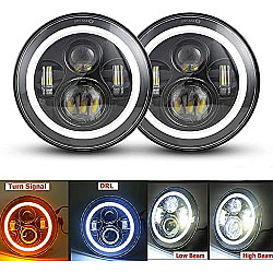 Комплект от 2 броя фарове за джип с 2 лупи,Jeep Headlight 7 inch, 50W, IP67