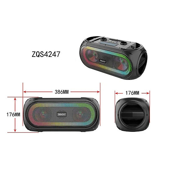 Преносима караоке Bluetooth колонка ZQS-4247 с два безжични микрофона | Безжични колони
