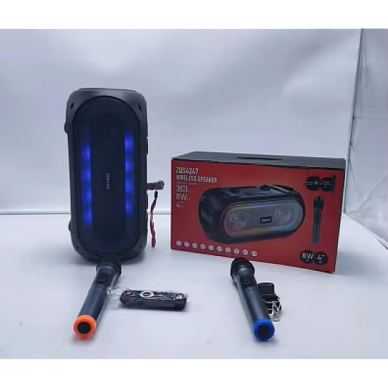 Преносима караоке Bluetooth колонка ZQS-4247 с два безжични микрофона | Безжични колони