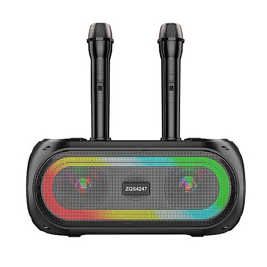 Преносима караоке Bluetooth колонка ZQS-4247 с два безжични микрофона | Безжични колони