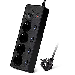 Разклонител със защита 4 гнезда, 2 USB, 2 Type-C Fast Charge 504-EU 5220
