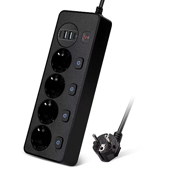 Разклонител със защита 4 гнезда, 2 USB, 2 Type-C Fast Charge 504-EU 5220 | Смарт устройства