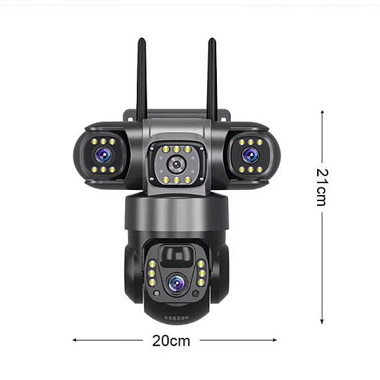 Соларна камера за външно наблюдение,6MP Full HD, троен обектив, нощно виждане, двупосочна аудио комуникация, IP66 | Видеонаблюдение