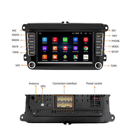 Мултимедийна навигация за автомобил VW CJ-CP605 7INCH,Android Auto, Carplay Мултимедийна навигация за автомобил VW CJ-CP605 7INCH,Android Auto, Carplay | Принадлежности