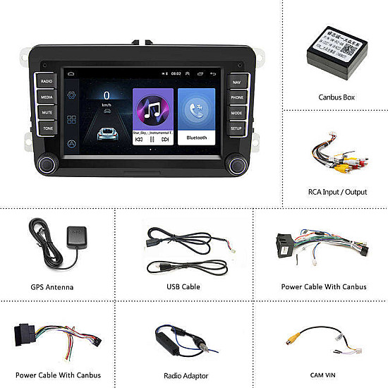 Мултимедийна навигация за автомобил VW CJ-CP605 7INCH,Android Auto, Carplay Мултимедийна навигация за автомобил VW CJ-CP605 7INCH,Android Auto, Carplay | Принадлежности