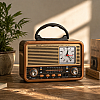 Мултифункционално ретро радио с Bluetooth, MP3 плеър и аналогов часовник KTF-2017 | Безжични колони