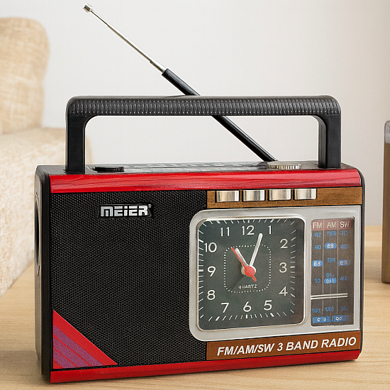 Радио Meier MD-909-Solar,ретро дизайн, AM/FM/SW, Bluetooth 5.0, USB/TF MP3, соларно и USB зареждане, 25W стерео | Безжични колони