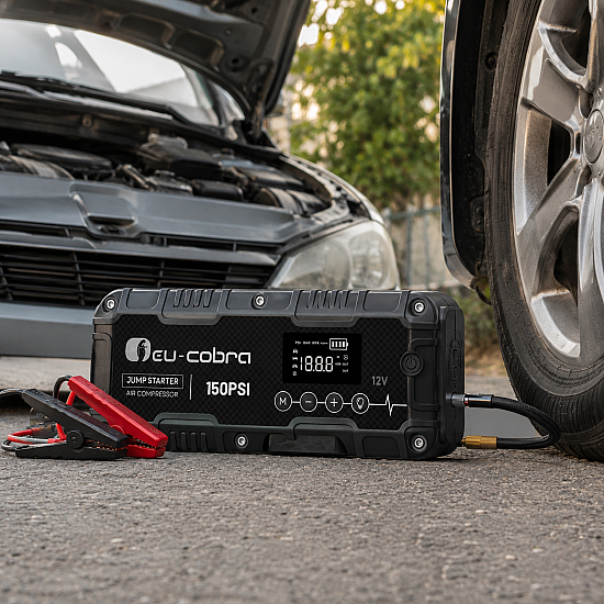 Мултифункционално 12V стартово устройство,Jump Starter и въздушен компресор Eu-Cobra 4 в 1 | Принадлежности