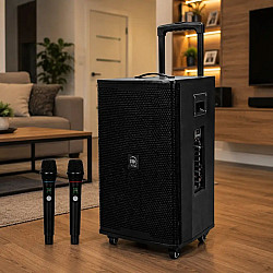Мобилна акустична караоке система UKC T2 Pro (1500W) с 2 безжични микрофона