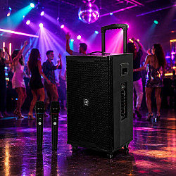 Мобилна акустична караоке система UKC T2 Pro (1500W) с 2 безжични микрофона