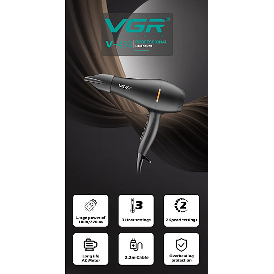 Сешоар VGR V-433,Професионална грижа за вашата коса | Уреди за красота