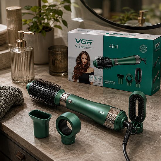 Професионална мултифункционална четка с горещ въздух 4-в-1 VGR V-493 1000W | Уреди за красота