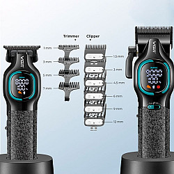 Комплект машинка за подстригване + тример VGR V-886 S2 Grip Turbo 9000RPM, Зелен