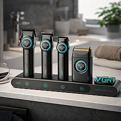 Професионален комплект за барбери VGR Stepless Pro 3 в 1 BLACK