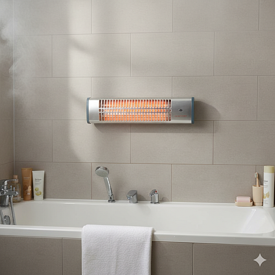 Печка за баня Rosberg,1200W, кварцов отоплител с 3 тръби и влагоустойчивост IPX4 | Отоплителни уреди